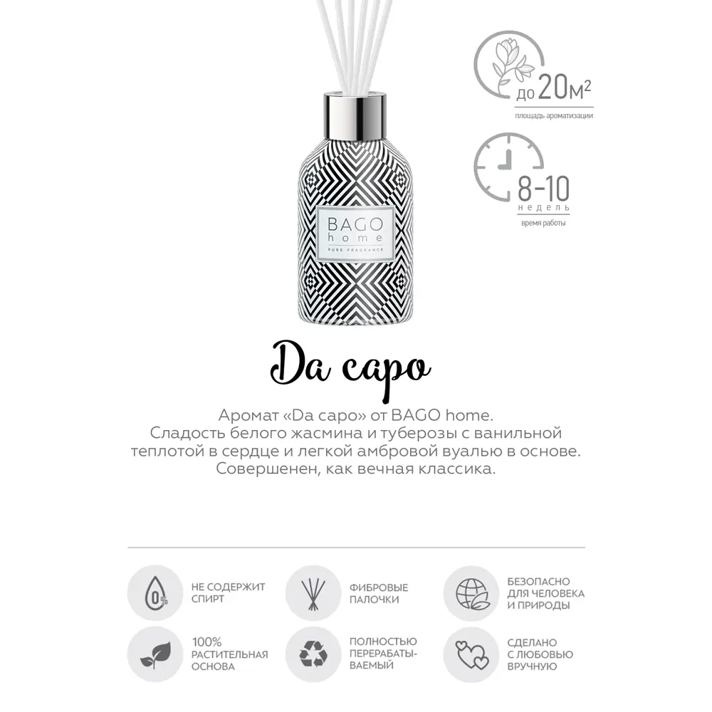 Ароматический диффузор Bago Home Da Capo 90 мл 86731834 STLM-2052085  - Вид №2