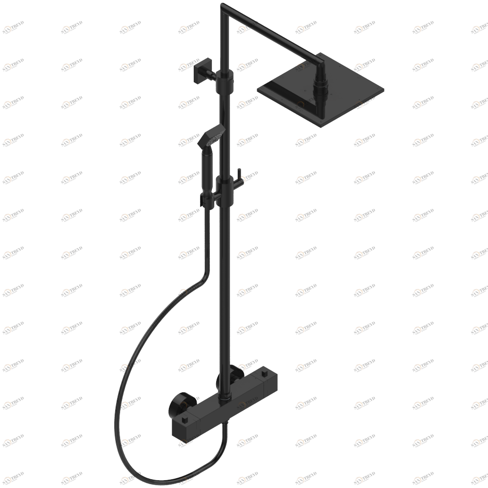 G1U-6527CD Смеситель для душа термостатический 1/2" встраиваемый в стену с душевой колонной, ручным душем, шлангом и верхней лейкой 190 x 190 мм Thg-paris Beluga с рукоятками Покрытие PVD бронза G1U 6527CD CAT.F