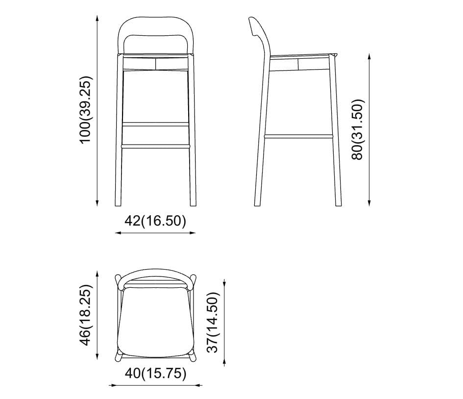 Высокий барный стул из бука с подставкой для ног PIAVAL EARL-Contract ARCH-00076731 - Вид №3
