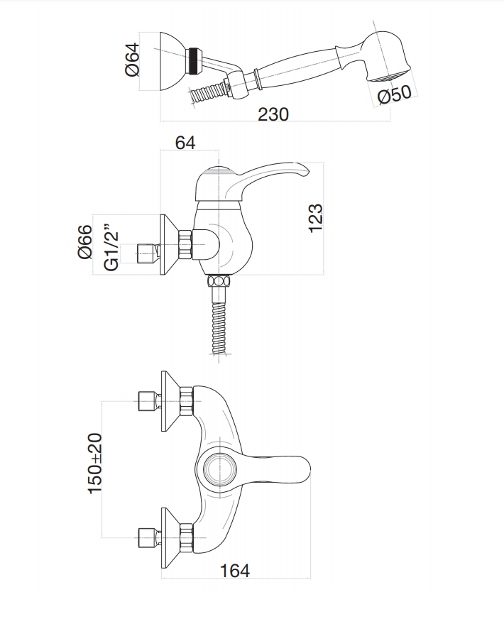47ZZ5127 Смеситель для душа , бронза Fiore JAFAR  - Вид №2