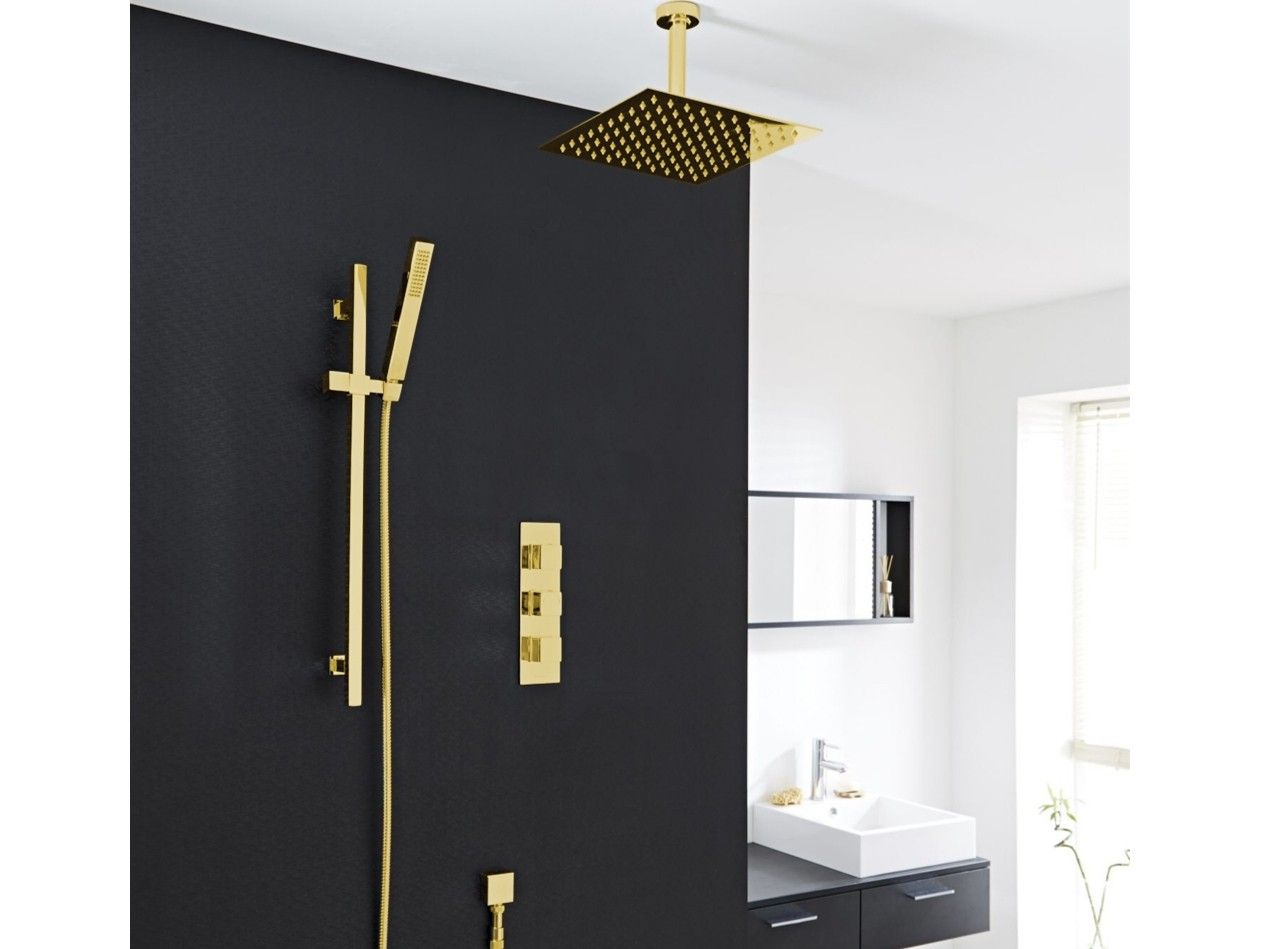 Светодиодный латунный душевой набор с душем Fontana Showers FS-43876GD ARCH-00071462