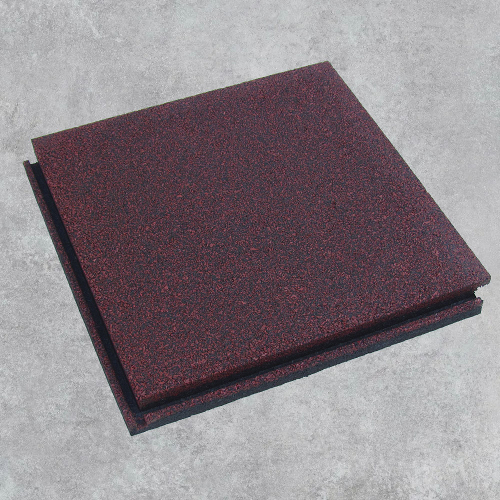 Плитка с соединением "Язык-паз" черно-красная. Резиновое покрытие ЭКОПРОФИТ ПЧКР001