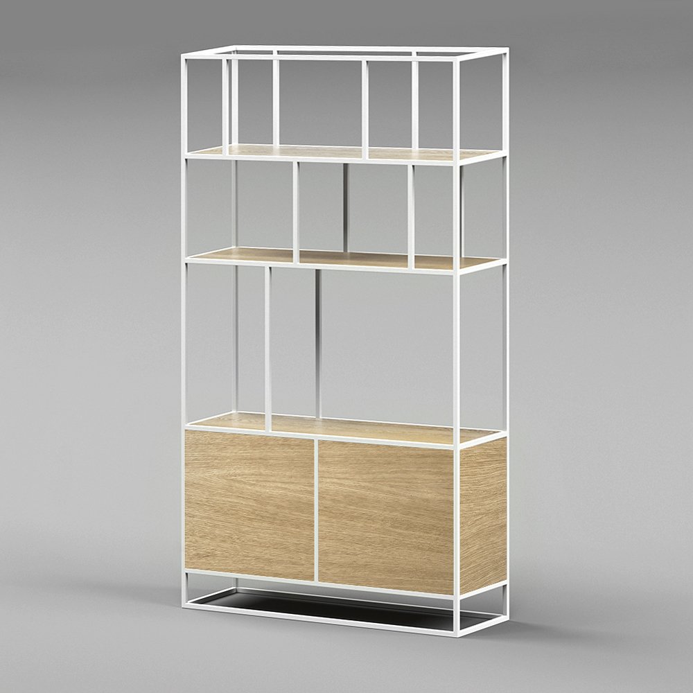 Стеллаж белый, светлый дуб Makella new white INTELLIGENT DESIGN СТЕЛЛАЖ MAKELLA 260784 Бежевый;белый  - Вид №1