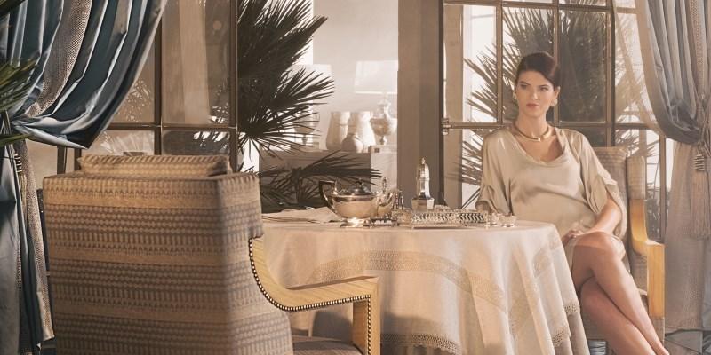 KOHRO Жаккардовая ткань из полиэстера и хлопка с графическими мотивами Darshan Kr052407 - Вид №1