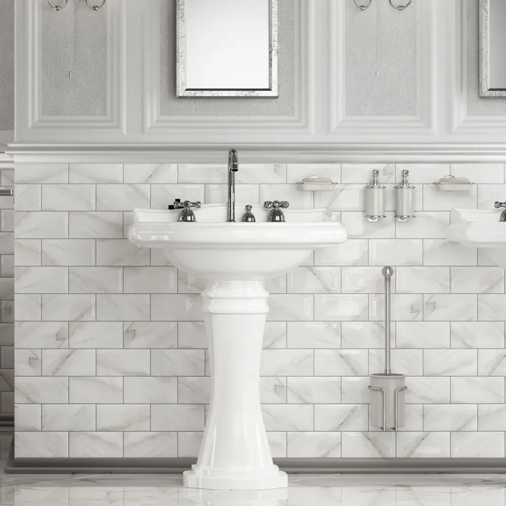Плитка настенная Kerama Marazzi Фрагонар 7.4x15 см 0.89 м² цвет белый 82125814 STLM-2104634