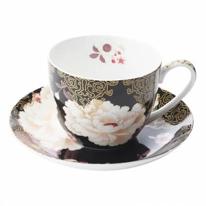 Чашка фарфоровая с блюдцем черная в подарочной упаковке "Кимоно" MAXWELL & WILLIAMS КИМОНО 00-3946845 Черный