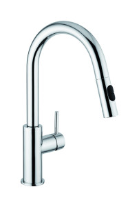 Смеситель для кухни с выдвижной лейкой и боковой ручкой, сталь WE ARE IB lo381cc Chrome Loft