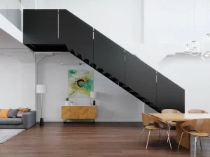 Siller Treppen Прямая стальная открытая лестница с боковыми косыми балками
