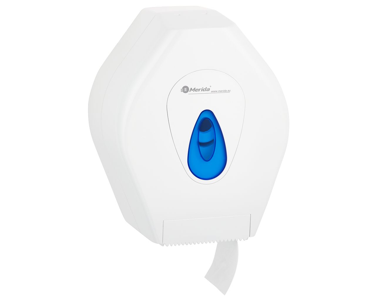 BTN201 Держатель рулона туалетной бумаги TOP MINI, пластик АБС, белый, синее окошко Merida  - Вид №5