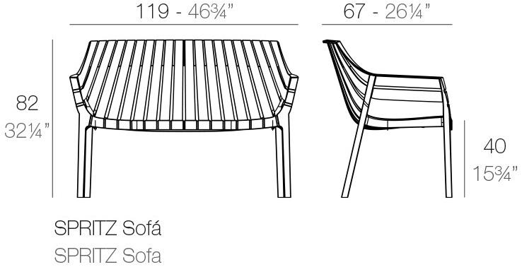 VONDOM 2-местный садовый диван из полипропилена Spritz 56025 - Вид №3