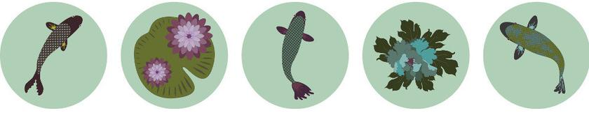 CONCEPTUWALL Декор из клейкой ткани Koi sun-id-1358447 - Вид №3