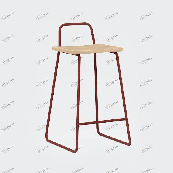 Барный стул с деревянным сиденьем бордовый Bauhaus WOODI  00-3966244 Красный 