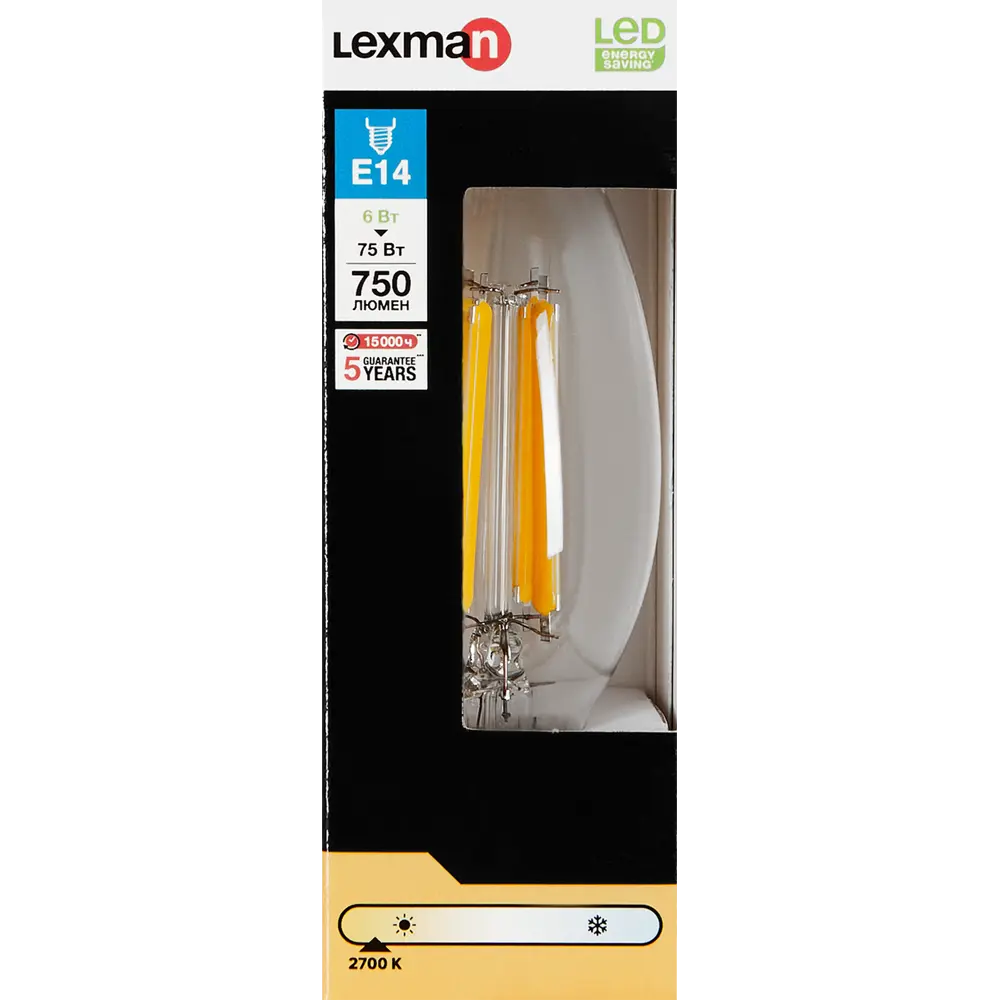 LEXMAN LED-лампа E14 свеча прозрачная, теплый белый свет 82991652 STLM-0923971 - Вид №3