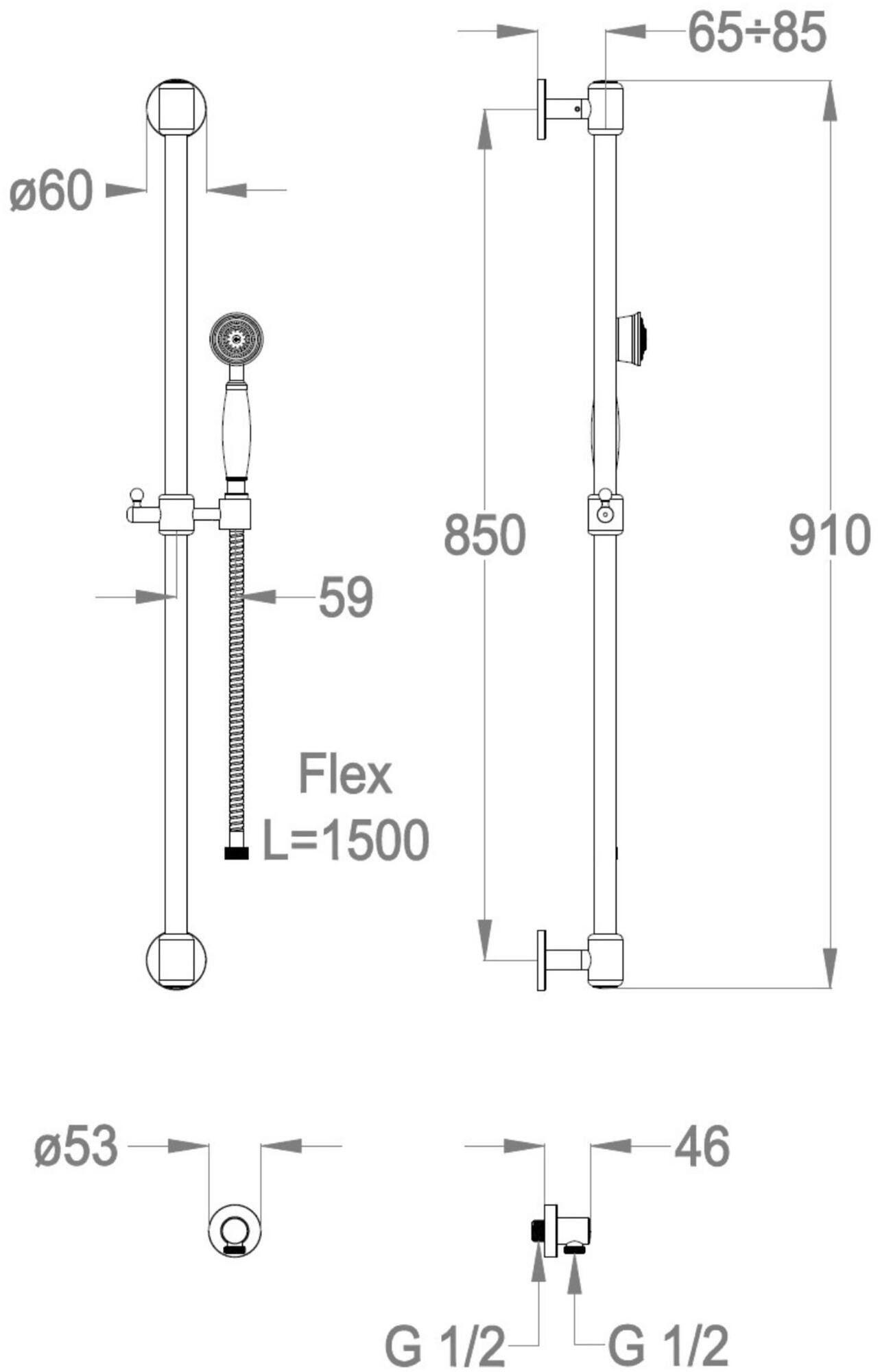 Fir Italia Направляющая из латуни с ручным душем Aste saliscendi 1400915 - Вид №1