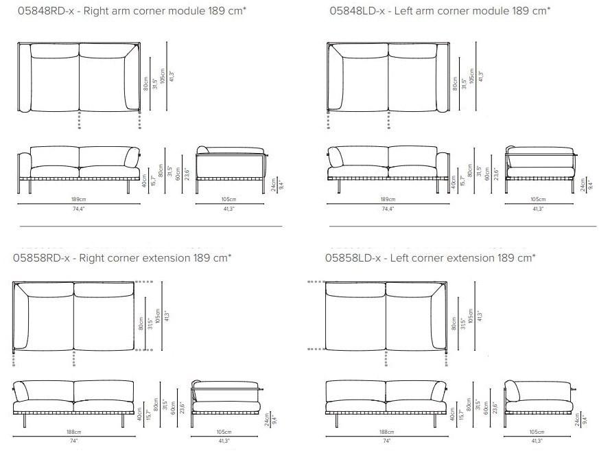 TRIBÙ Угловой диван из ткани с шезлонгом Natal alu sofa sun-id-1400871 - Вид №17