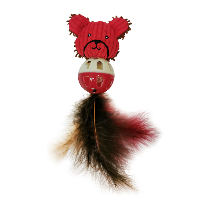 ПР0049406 Игрушка для кошек Wild At Heart Медвежонок с мячиком и перьями CHOMPER 