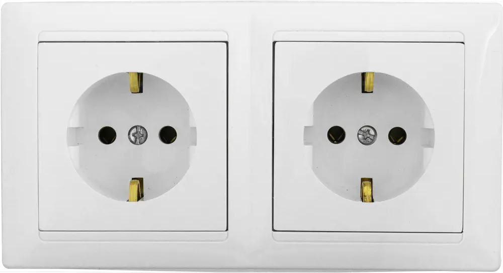 Розетка угловая двойная BYLECTRICA с заземлением для открытой установки 82255004