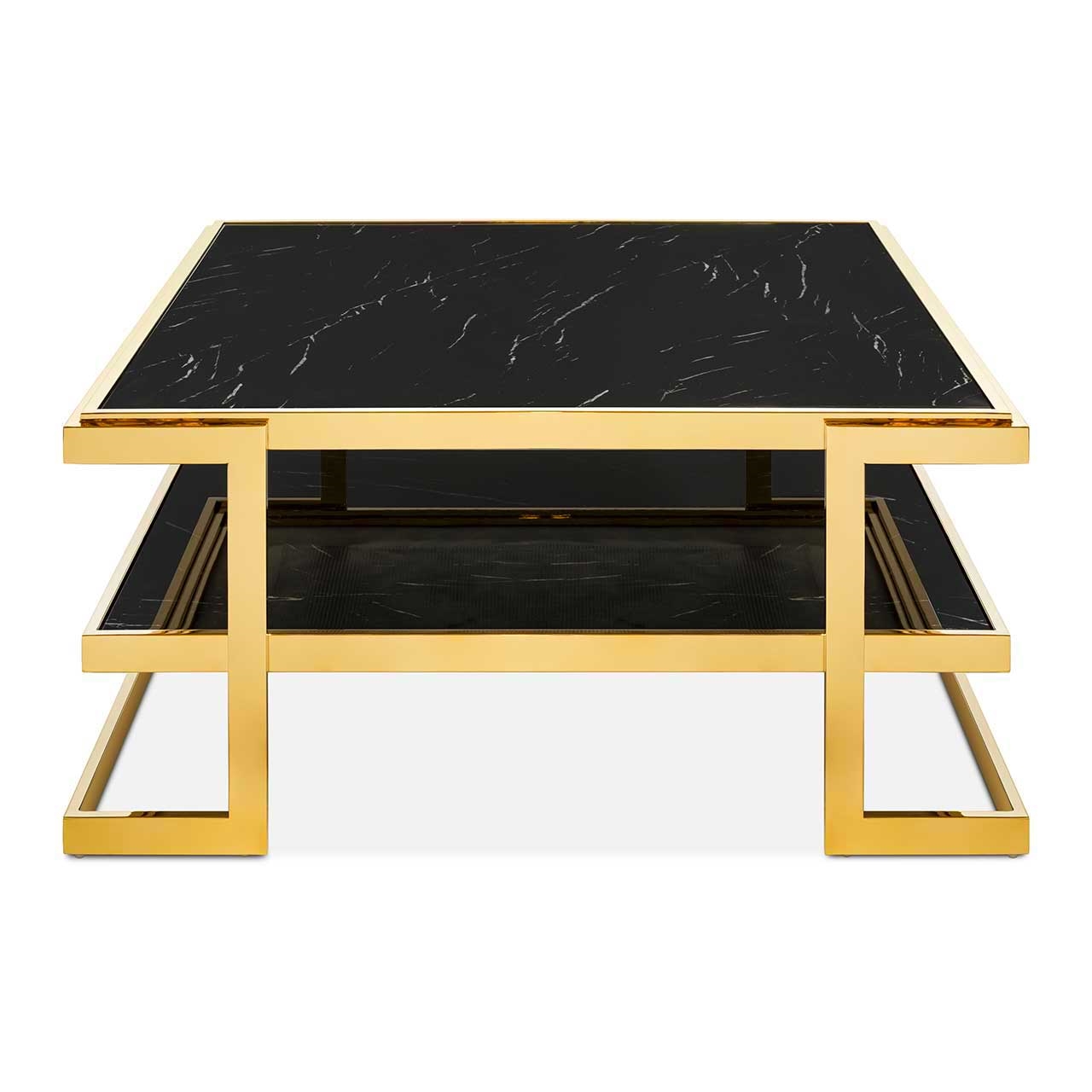 450285-93 ABHIKA КОФЕЙНЫЙ СТОЛ CROWNE MAR H46 100X100 BLACK/GOLD  - Вид №3