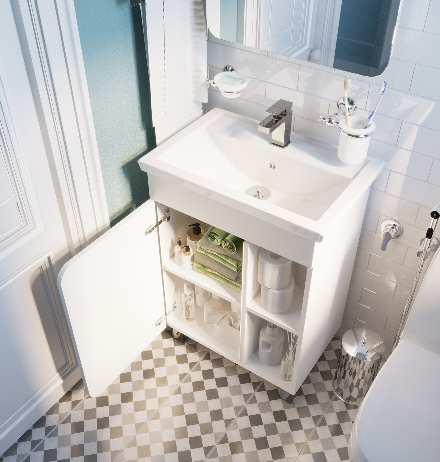 У76056 Тумба Nuvo 70Н 1д. Белый глянец 1 Marka NUVO  - Вид №2