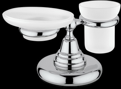 CA773 Мыльница и стакан из матового стекла с держателем, настольный комплект bagno&associati CANOVA