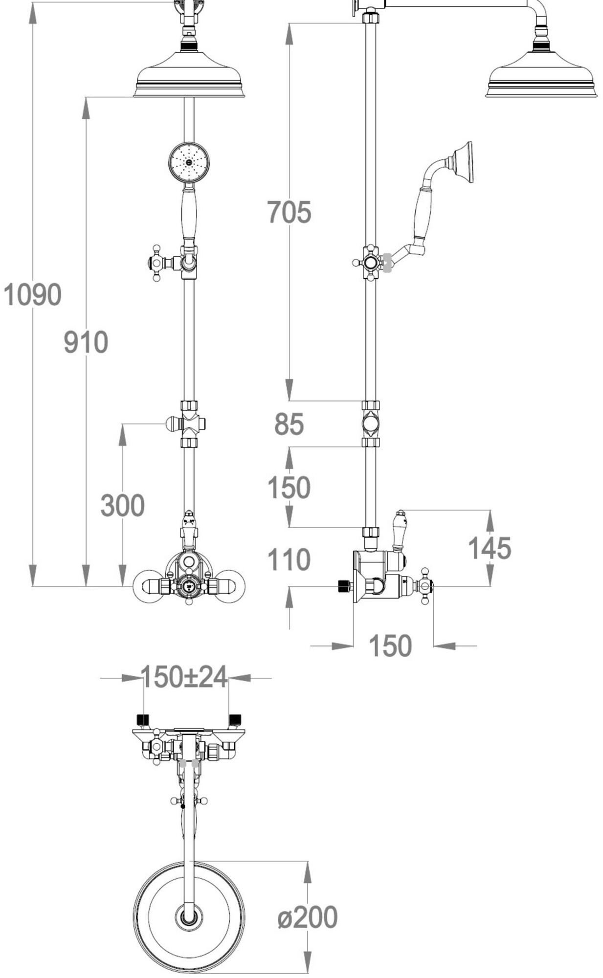 Fir Italia Настенная душевая стойка из латуни с ручным душем Colonne doccia 2033822 - Вид №1