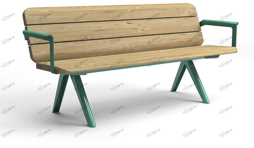 VESTRE Скамья из нержавеющей стали и дерева с подлокотниками со спинкой Nunu sun-id-1442513