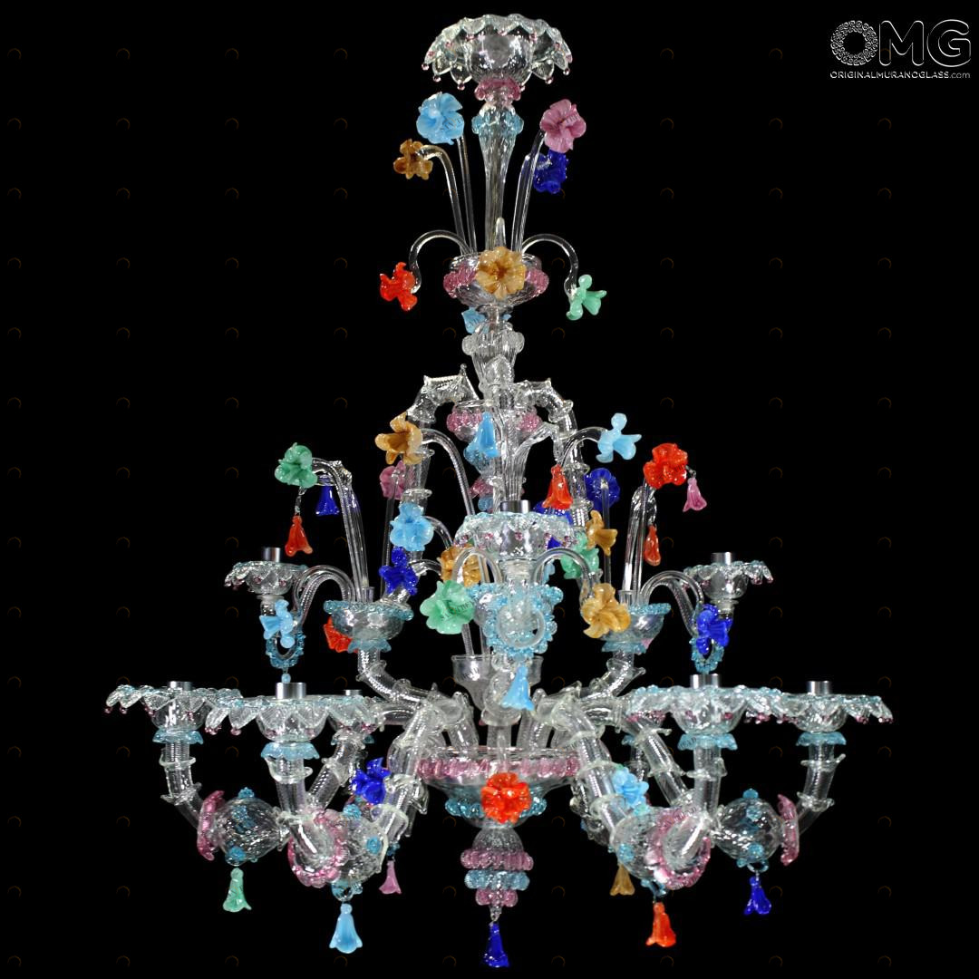 1063 ORIGINALMURANOGLASS Люстра Майлея на 6+3 лампы - Реццонико - муранское стекло OMG  см CLASSICO