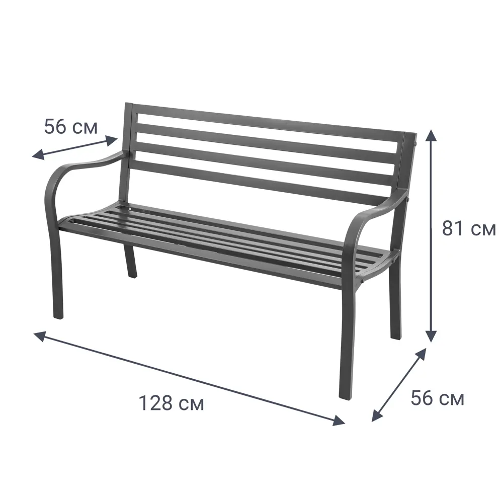 Скамья садовая 128x56x81 см сталь антрацит 82566578 STLM-2021194 Santreyd Товар без серии - Вид №7