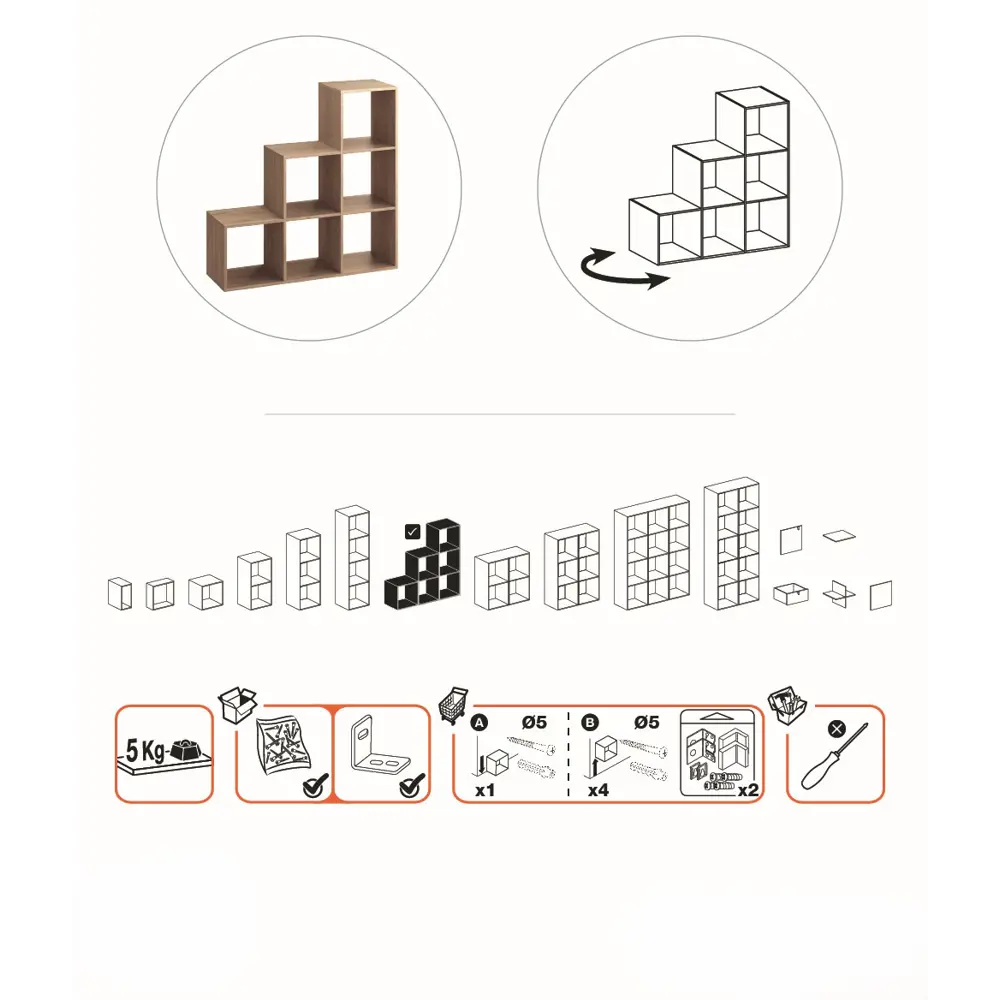 Стеллаж KONSENSA Руан 6 секций 104x104x31.7 см ЛДСП цвет дуб комано STLM-2198969 - Вид №15
