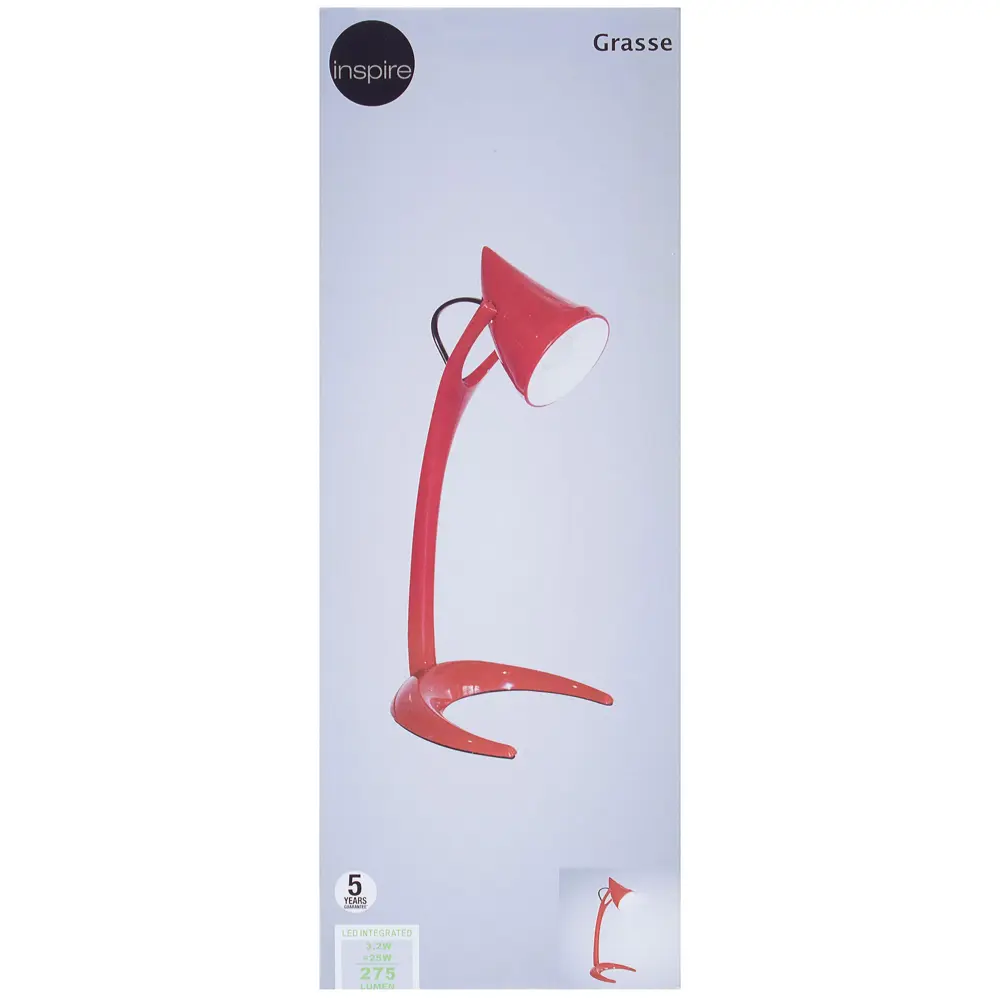 Настольная лампа светодиодная Grasse 3.2 Вт, пластик, цвет красный 18580251 STLM-2209899 INSPIRE  - Вид №2