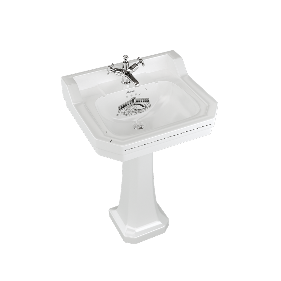 Burlington Bespoke Раковина в эдвардианском стиле на заказ, 56 см, со стандартным пьедесталом с 2-мя отверстиями под смеситель B4 2TH VEN P1 
