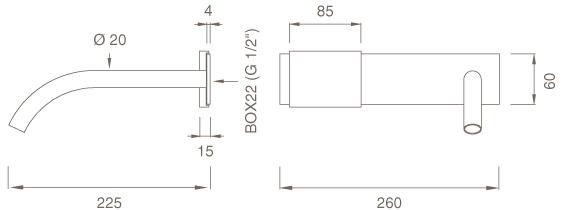 Ceadesign Смеситель для умывальника из нержавеющей стали с гидропрогрессией настенный Regolo Reg 03 - Вид №2
