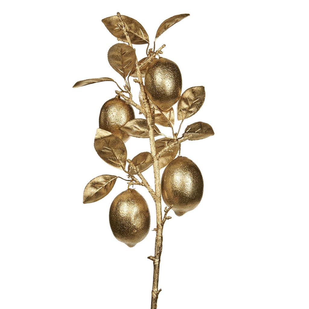 AL 72077 Ветка металлическая лимонная на палочке золотая 66 см GOODWILL Santreyd 