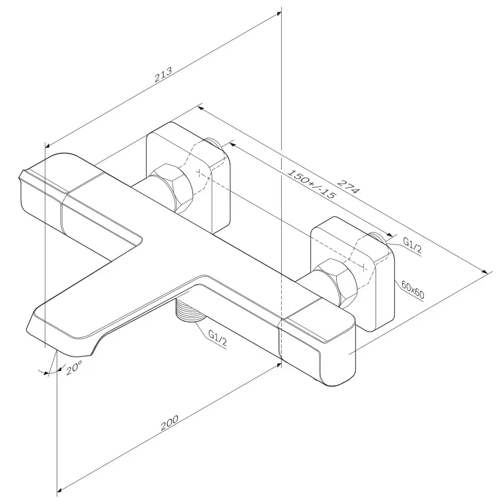 Термостатический смеситель AM.PM Flash для ванны с хромированным покрытием 87812813 STLM-0988150 - Вид №10