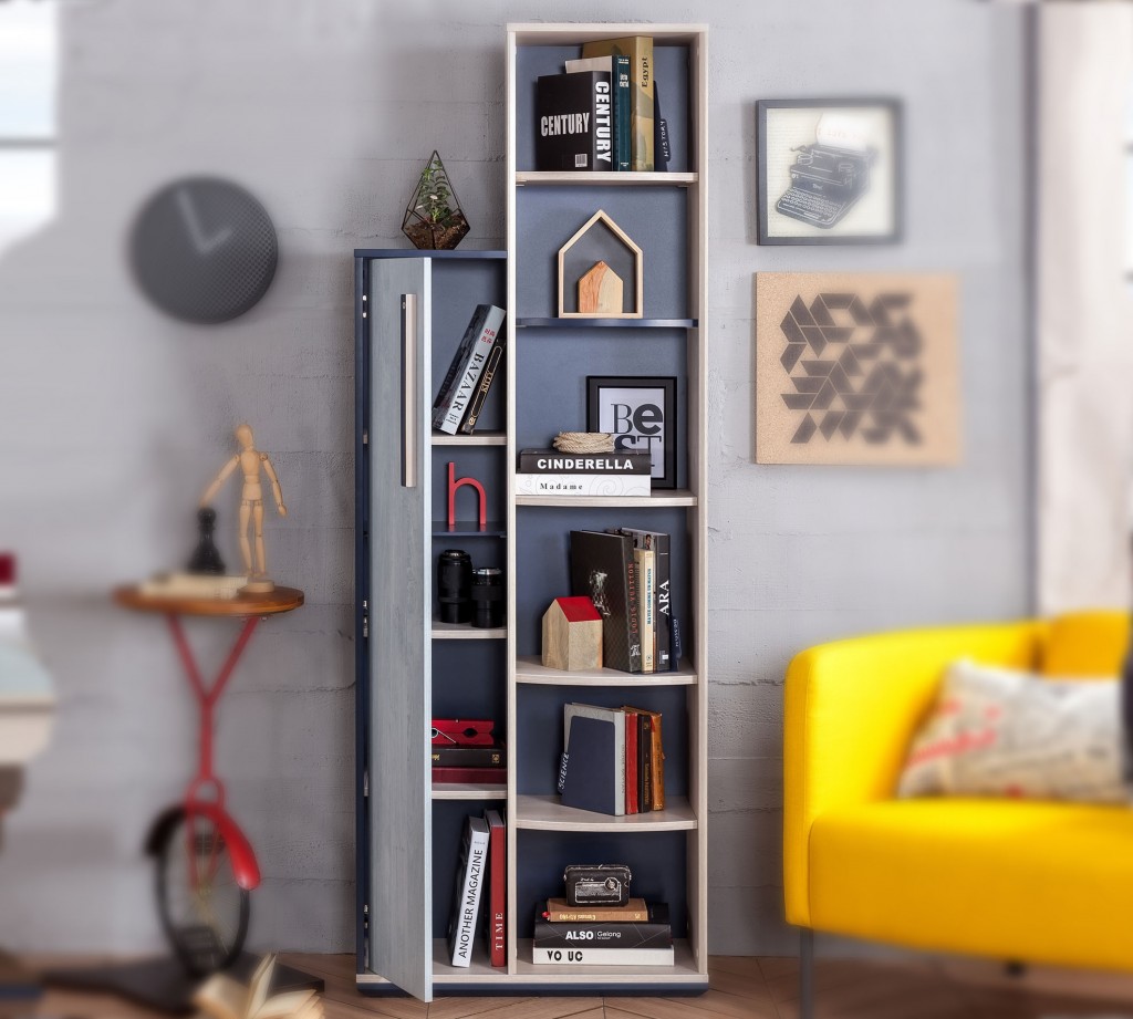 Стеллаж для книг двойной с дверцей Trio CILEK TRIO 00-3832201 Синий;бежевый Santreyd - Вид №1