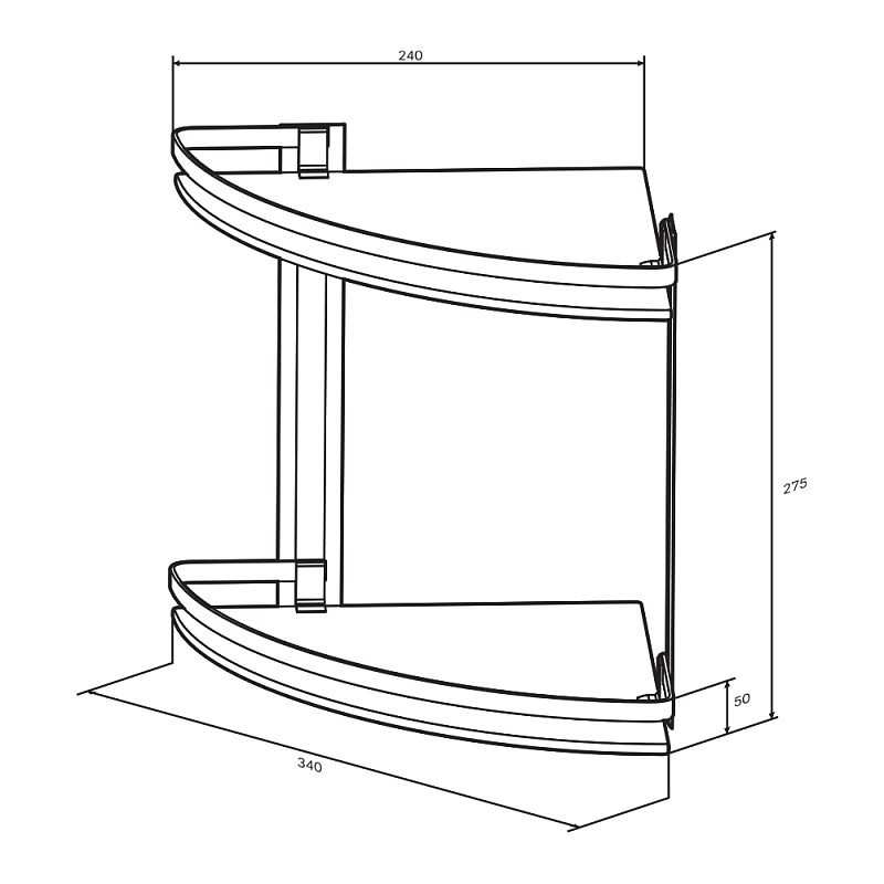 A7456200 Полка двухуровневая угловая стеклянная алюминий AM.PM Sense L  - Вид №4
