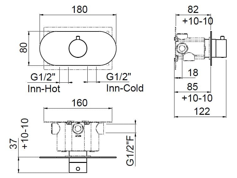 Нержавеющая сталь термостатический встраиваемый смеситель для душа CARIMALI Navis ARCH-00117157 - Вид №3