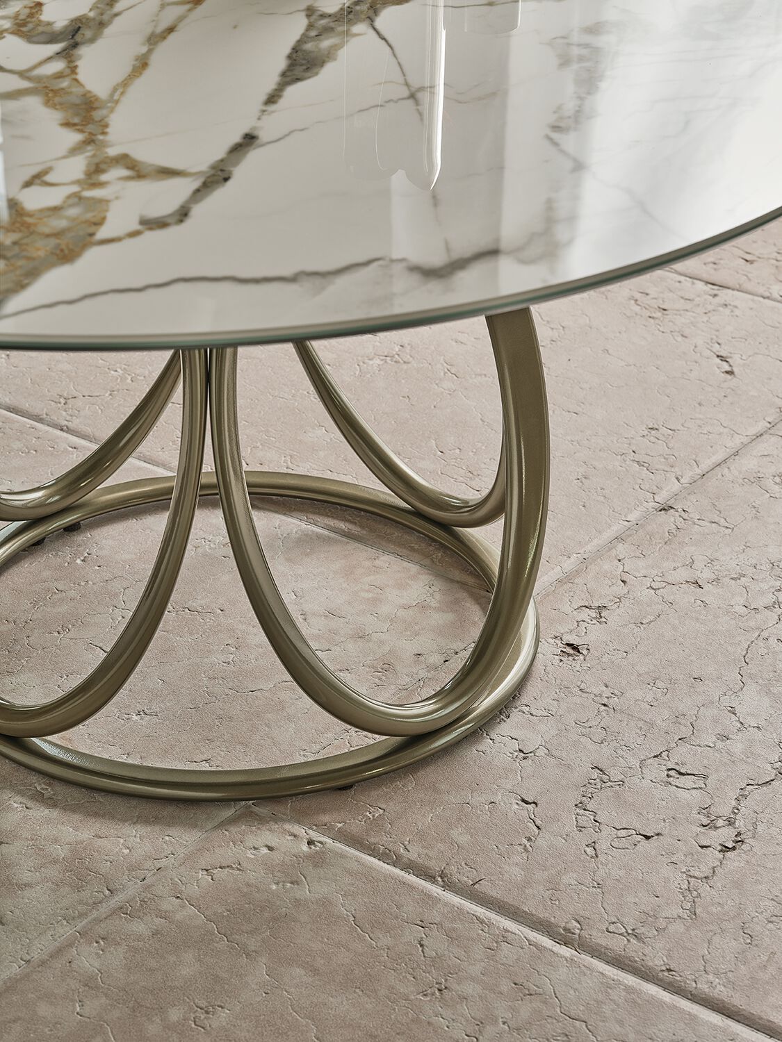 Круглый обеденный стол из нержавеющей стали и SuperMarmo Bontempi Casa LOUIS ARCH-00046545 - Вид №3