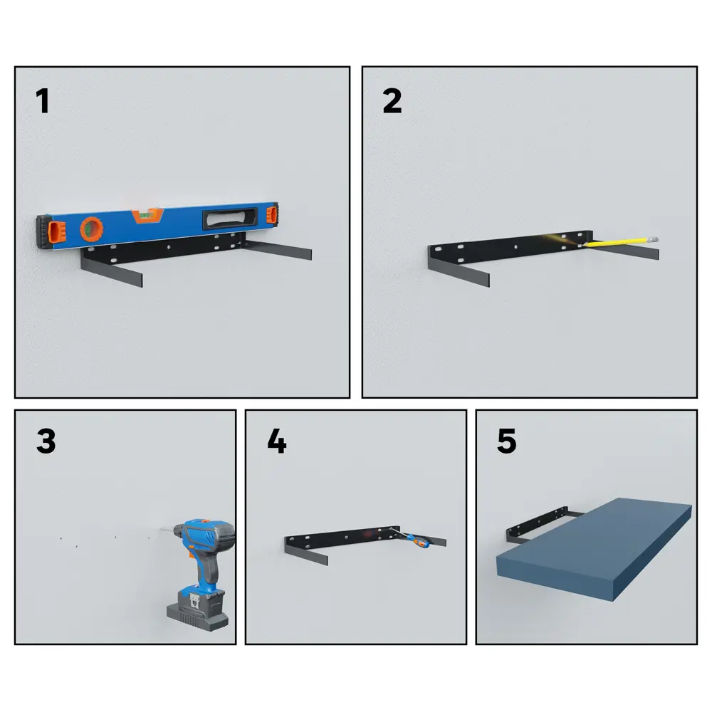 Полка настенная Spaceo Agata 60x23.5 см МДФ цвет синий STLM-2152680 - Вид №5
