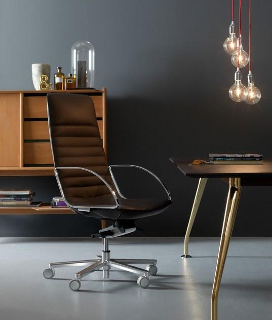 Quinti Sedute Поворотное кожаное кресло исполнительное с 5-ю спицами и подлокотниками Amelie sun-id-1488989 - Вид №7