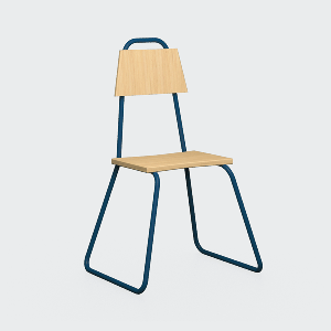 Стул с металлическими ножками и деревянным сиденьем синий Bauhaus WOODI  00-3966295 Синий