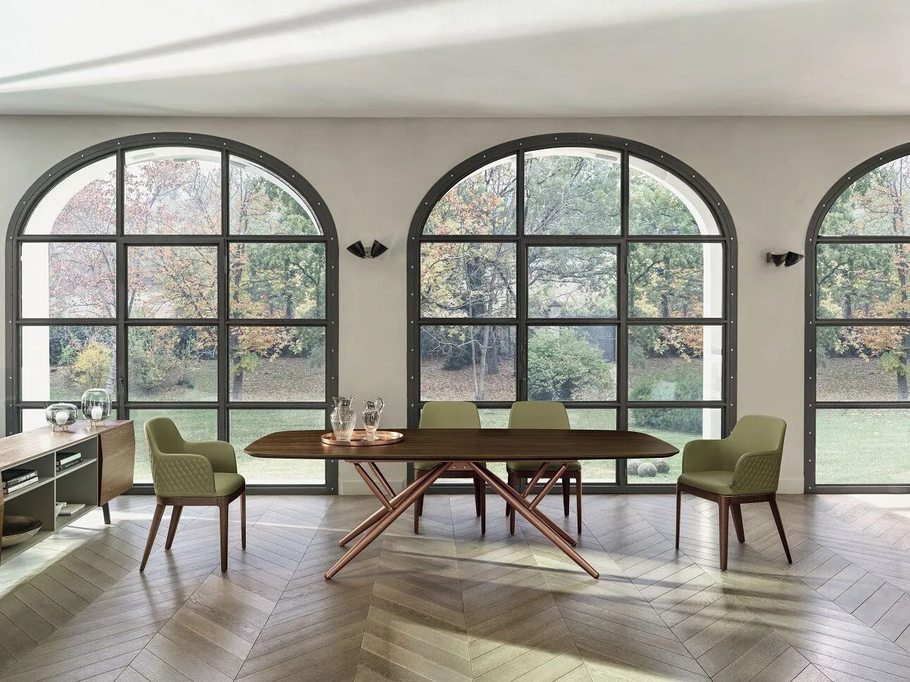 Обеденный стол из нержавеющей стали и SuperMarmo Bontempi Casa BRIDGE ARCH-00133950 - Вид №1