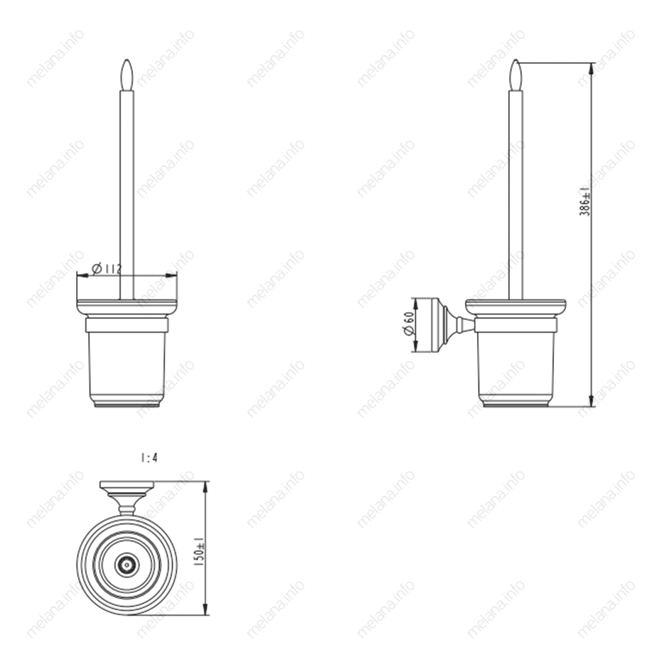 Ершик для унитаза подвесной MELANA хром+золото MLN-820006 820 серия - Вид №1