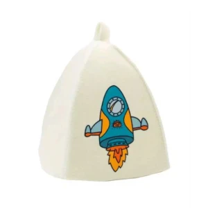 Банный Мир: Детская шапочка для бани с ракетой из войлока 89391608