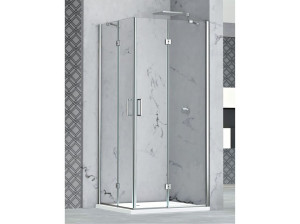 Угловая душевая кабина из хрусталя с распашной дверью