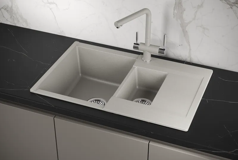 ES-7808, БАЗАЛЬТ, кухонная мойка, кварц, ESTETICA
