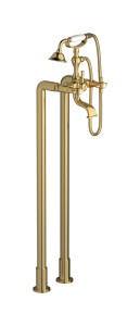 Напольный смеситель для ванны с 2 колоннами и душевым гарнитуром. WE ARE IB hr700os Brushed Gold Hermes