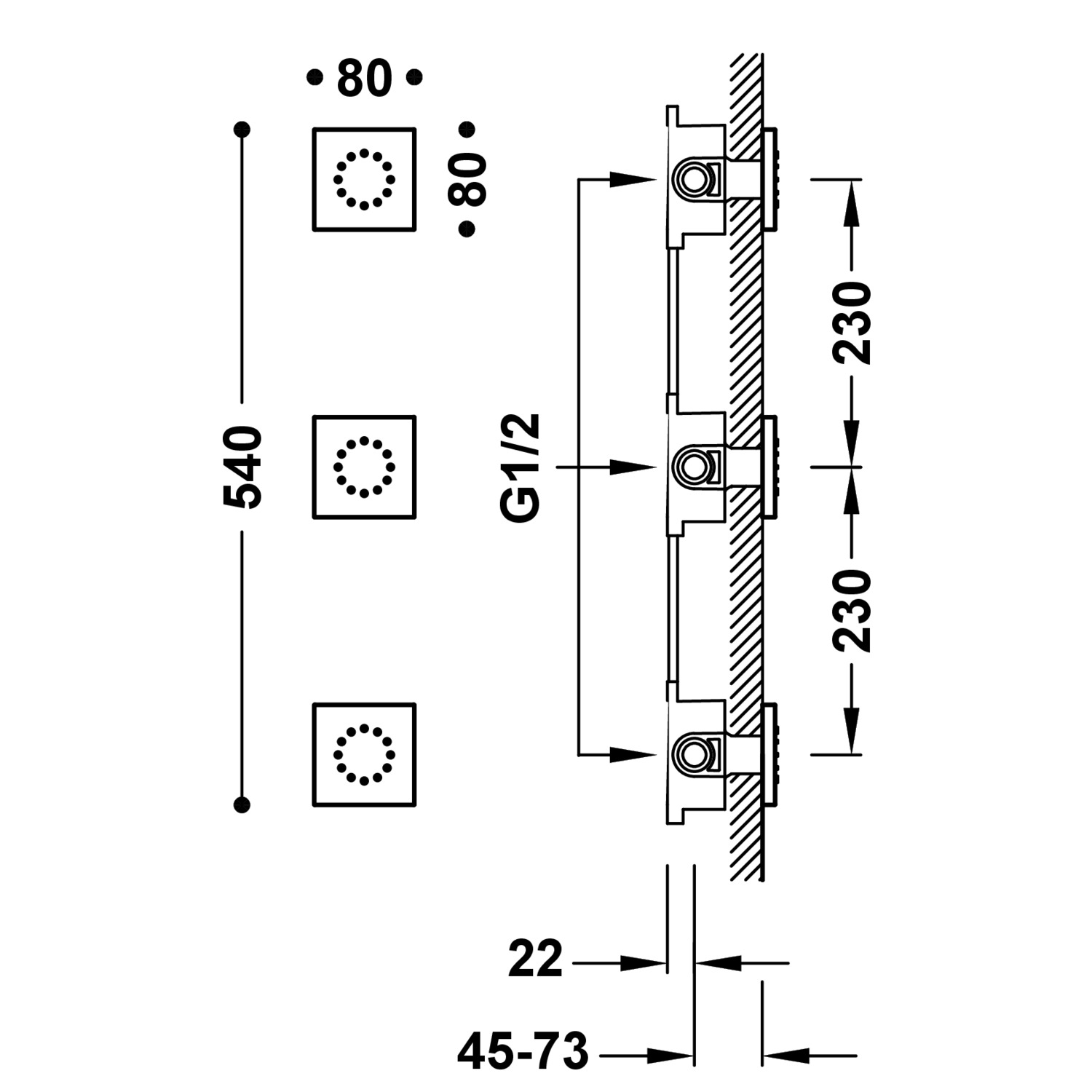 3 скрытых гидромассажных форсунки-13451501AC TRES Hydromassage - Вид №1