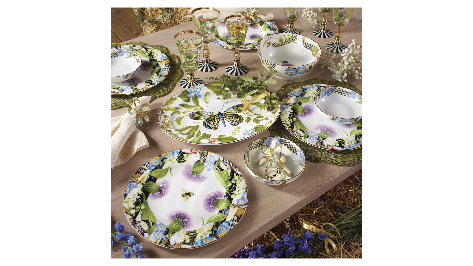 10614300 Mackenzie-Childs Блюдо овальное Thistle & Bee Керамика  - Вид №2