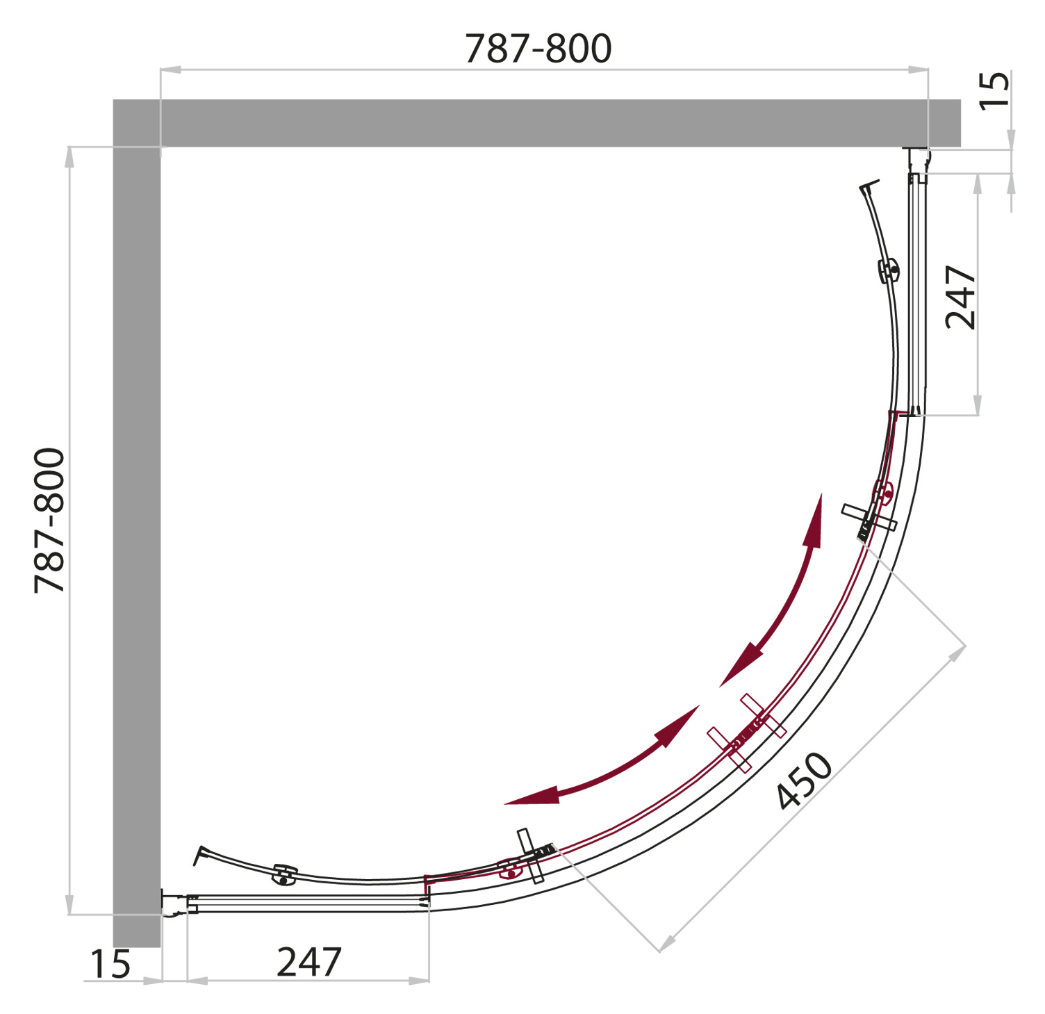 ДУШЕВАЯ КАБИНА BELBAGNO UNO-CAB-R-2-80-C-CR-TOP - Вид №8